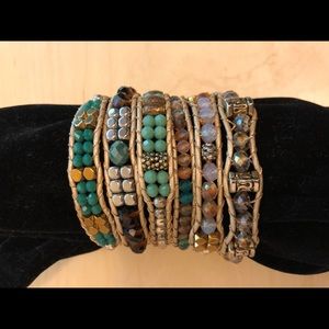 Bartucciotto Gold Leather Wrap beaded Bracelet